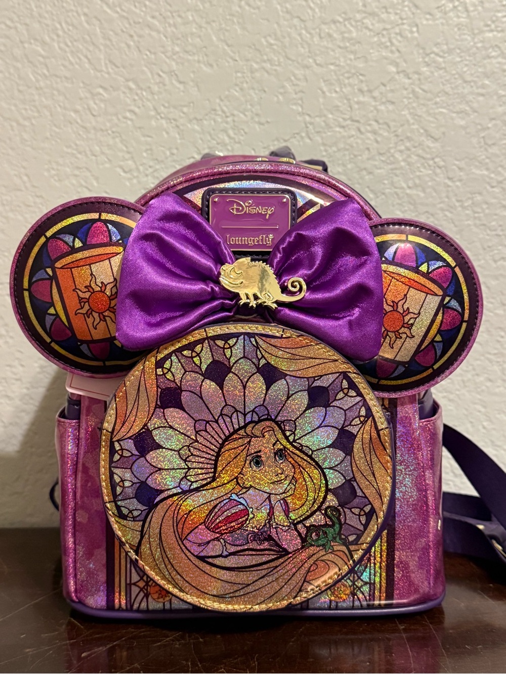Loungefly Disney Stained Glass Rapunzel Mini Backpack and Matching Ears